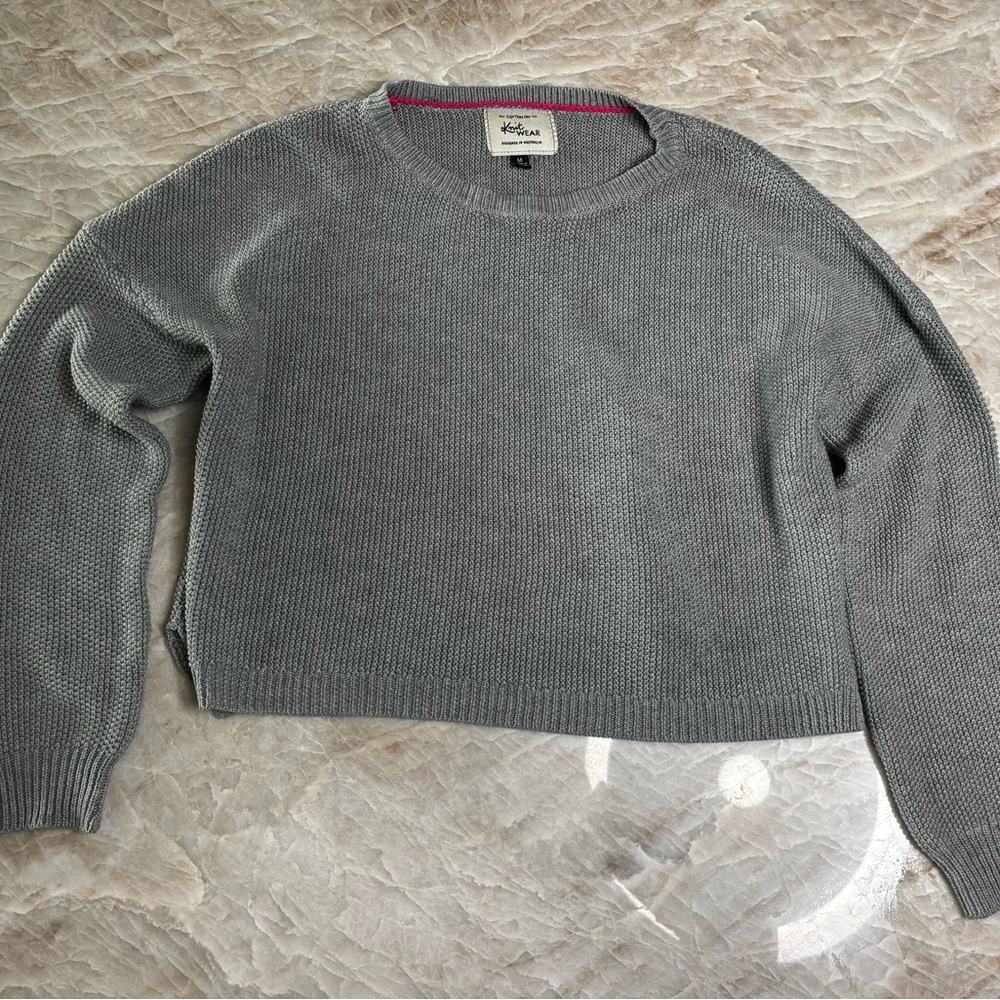 Cotton On Gray Crew Neck Cropped Sweater